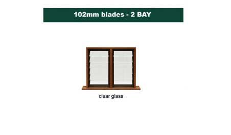 102 mm blades  868 mm width  clear glass louvre: twin gallery