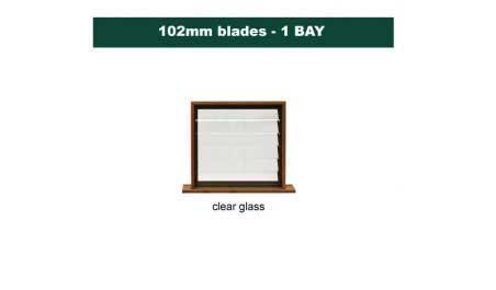 102 mm blades  900 mm width  clear glass louvre: single gallery