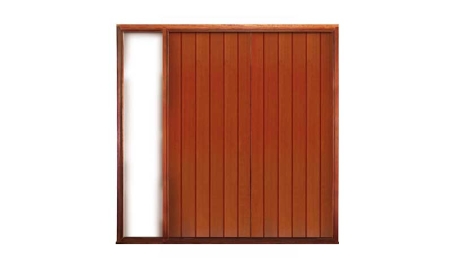 shaker vertical plank: double door + fixed glass on left