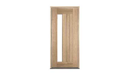 vertical plank glazed oak: door in frame